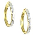 22k Yellow Gold over Sterling Silver Diamond-cut Hoop Earrings