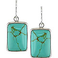 Sterling Silver Turquoise Rectangle Hook Earrings
