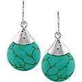 Sterling Silver Turquoise Circle Hook Earrings