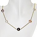14k Gold Multi-colored Pearl Necklace (10-12 mm)
