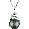 14k Gold Round Tahitian Pearl Spiral Necklace (8-9 mm)