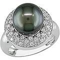 14k Gold Tahitian Pearl and 1/3ct TDW Diamond Ring (9-10 mm) (G-H-I, I1)