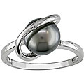 14k Gold Tahitian Pearl and Diamond Ring (8-9 mm)
