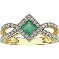 14k Gold 1/4ct TDW Diamond and Emerald Ring