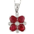 14k White Ruby and Diamond Flower Necklace