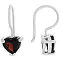 Sterling Silver Garnet Heart Earrings
