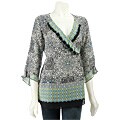 Nicola V-neck 3/4-sleeve Printed Top