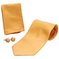 Boston Traveler Men's Solid Orange Tie Set