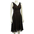 Connected Apparel Women's Lace Waist V-neck Dress