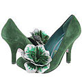 Irregular Choice Antique Rose Bottle Green Suede/Bottle Green Piping