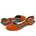 Irregular Choice Posh Orange Suede/Dark Brown Metallic Leather