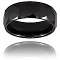 Ceramic Faceted Black Polished Ring (8 mm)