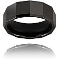 Ceramic Faceted Black Polished Ring (8 mm)