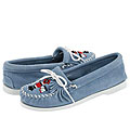 Minnetonka Thunderbird Suede Boat Sole Light Blue Suede