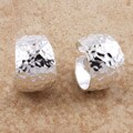 Sterling Silver Classic Hammered Hoop Earrings (Mexico)