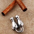 Sterling Silver Entwined Cats Pin (Mexico)