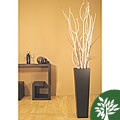 White Mitsumata Branches with Black Floor Vase