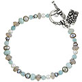 Charming Life Silverplated Gemstone and Lotus Charm Bracelet