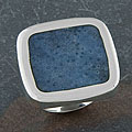 Sterling Silver Blue Coral Square Ring (Thailand)