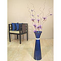 Cobalt Blue Floor Vase with Violet Liles