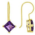 18k Gold over Sterling Silver Amethyst Drop Earrings