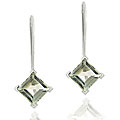 18k Gold over Sterling Silver Green Amethyst Drop Earrings