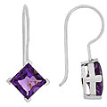 18k White Gold over Silver Amethyst Drop Earrings