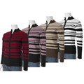 TC by Adi Zip Front Mock Neck Striped Cardigan