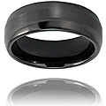 Ceramic Domed Black Brushed and Polished Ring (8 mm)