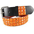 JK Belts Unisex 3-row Orange Splattered Paint Studded Black Belt