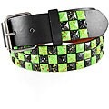 JK Belts Unisex 3-row Green and Black Splattered Paint Studded Belt