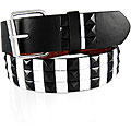 JK Belts 3 Row Black and White Studded Black Imitation Leat