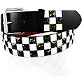 JK Belts Unisex 3-row White and Black Splattered Paint Studded Belt