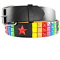 JK Belts Unisex 3-row Multicolor Star-studded Black Belt