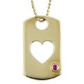 M2 by Mary Margrill 14k Yellow Gold and Ruby Heart Dog Tag Necklace