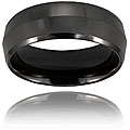 Polished Black Ceramic Beveled Knife Edge Ring (8 mm)