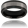 Ceramic/ Tungsten Inlay Ridged Polished Ring (8 mm)