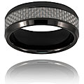 Ceramic Carbon Fiber Inlay Black Polished Ring (8 mm)