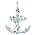 Sterling Silver Large Anchor with Rope Charm