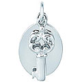 Sterling Silver Oval Engravable Disc with Key Charm