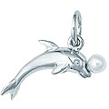Sterling Silver Dolphin with Pearl Ball Charm