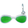 Sterling Silver Green Enamel Sun Glasses Charm