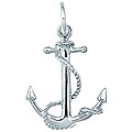 Sterling Silver Large Anchor and Rope Charm