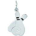 Sterling Silver Black Enamel Bowling Pins Charm