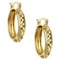 14k Gold over Silver 19.5-mm Diamond-cut Hoop Earrings