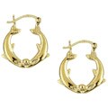 14k Gold over Silver Dolphin Hoop Earrings