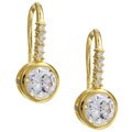14k Gold over Silver Bezel-set CZ Drop Earrings
