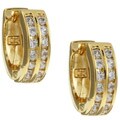 14k Gold over Silver CZ Huggie Hoop Earrings