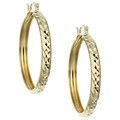 14k Gold over Silver 38.5-mm Diamond-cut Hoop Earrings