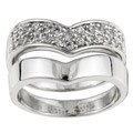 Sterling Silver CZ 2-piece Cheveron Stackable Ring